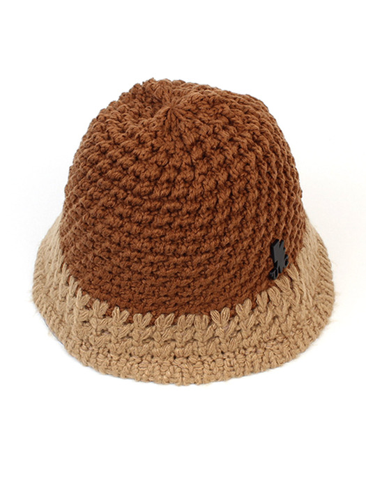 Twotone Brown Knit Bucket Hat 니트버킷햇