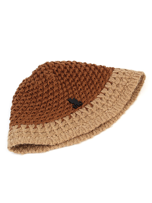 Twotone Brown Knit Bucket Hat 니트버킷햇