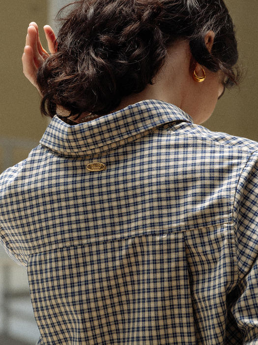 Classic grid check shirt_Navy