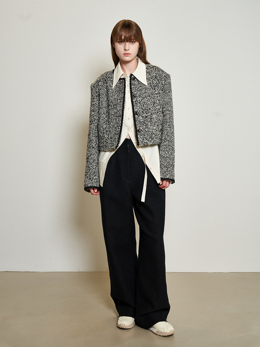 Tweed Cropped Jacket _MIX COLOR  