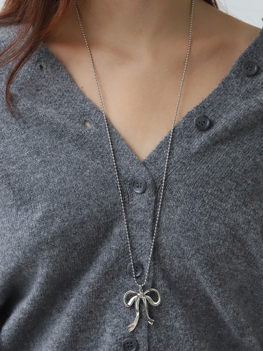 [어거스트하모니]Big Bow Opera Necklace / 2color [W CONCEPT]