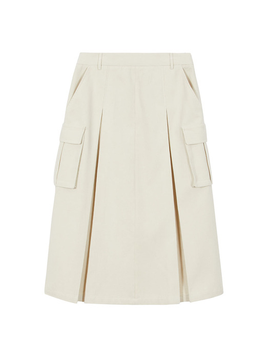 Corduroy Pocket Skirt in Cream VW3WS332-9A