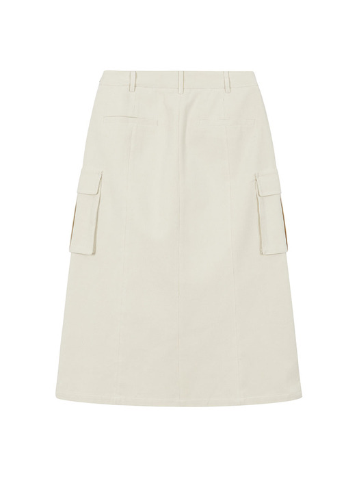 Corduroy Pocket Skirt in Cream VW3WS332-9A