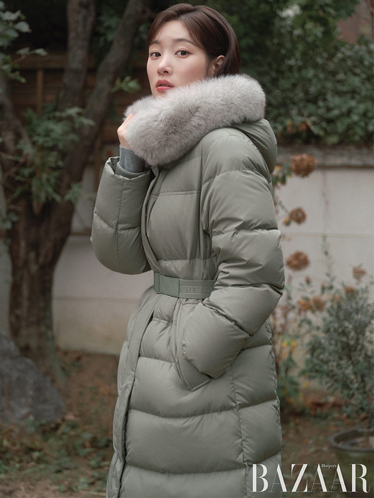 Hood Fur Belted Long Goose Coat NEP4XHB01_42