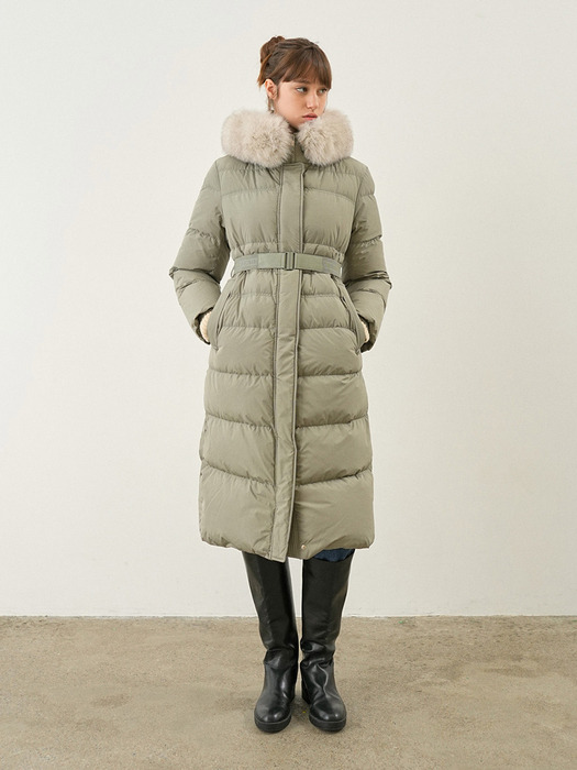 Hood Fur Belted Long Goose Coat NEP4XHB01_42