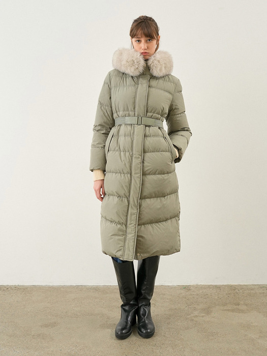 Hood Fur Belted Long Goose Coat NEP4XHB01_42