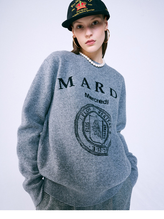 CASHMERE BLENDED PULLOVER UNIV_GREY BLACK