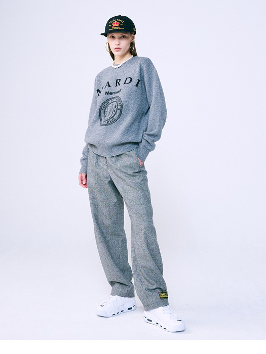 CASHMERE BLENDED PULLOVER UNIV_GREY BLACK