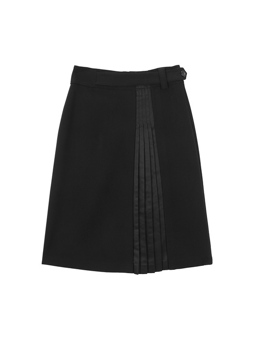 PLEATS MIX MIDI SKIRT IN BLACK