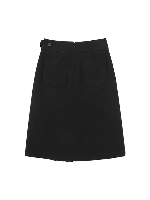 PLEATS MIX MIDI SKIRT IN BLACK