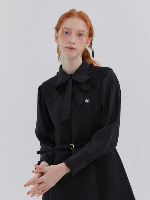 TIE FRILL COLLAR BLOUSE_BLACK