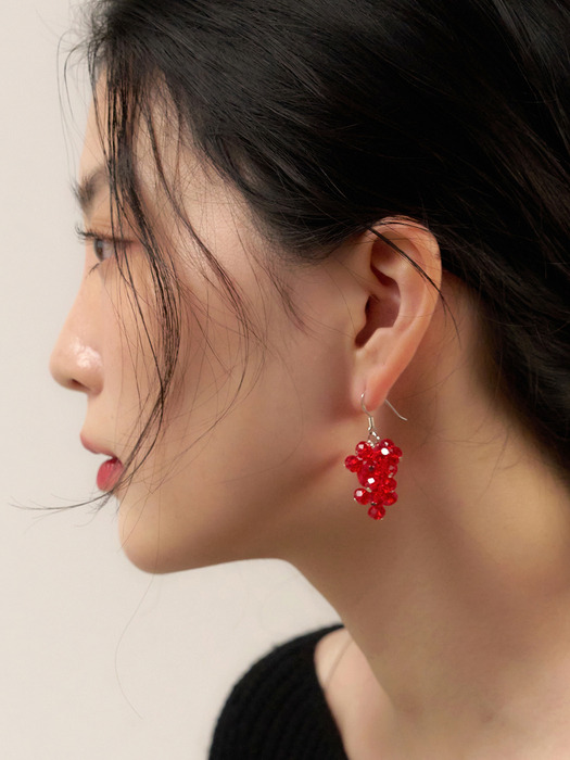 raspberry earring - red