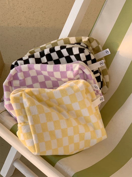 Checker board terry pouch - 4color