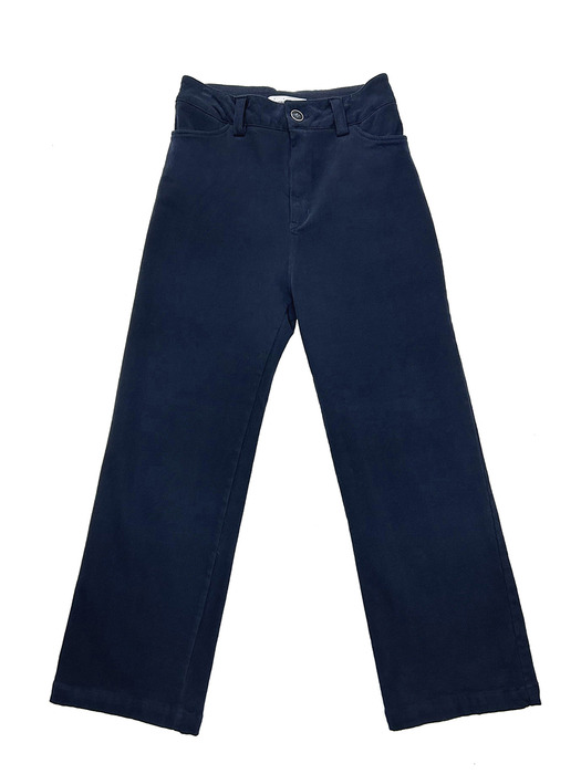 10s peach cotton straight stretch pants-Navy