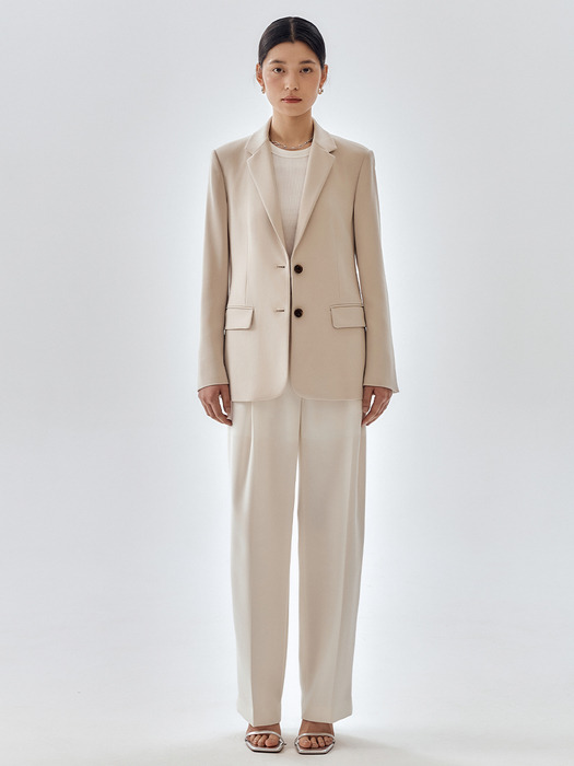 [Drama Signature] Two-button Blazer + Semi-Wide Trousers SET