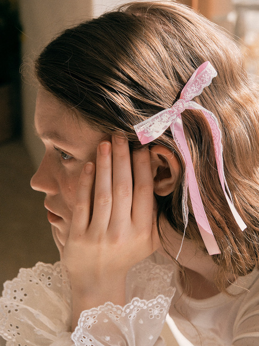 MINI LACE RIBBON PIN SET PINK