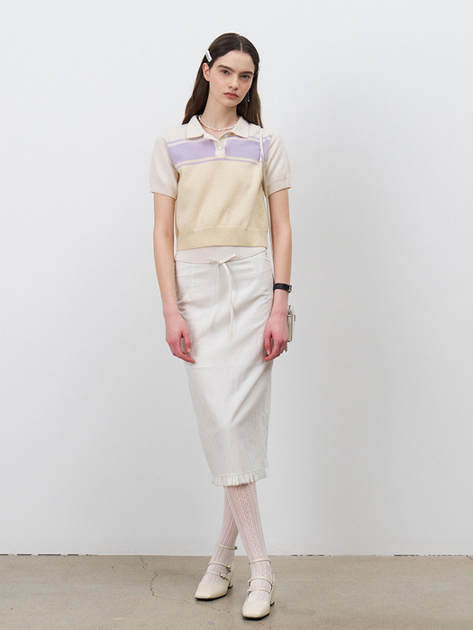 24 Spring_ Cream Nylon Midi Skirt