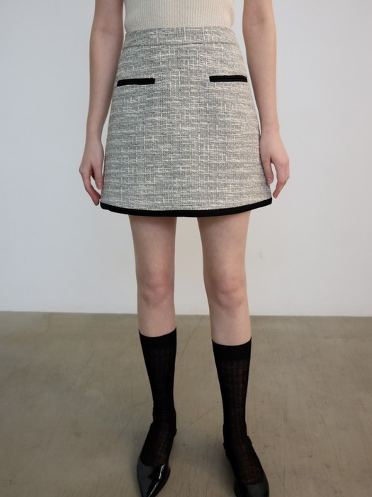 A-line Combi Tweed Mini Skirt Black (JWSK4E906BK)