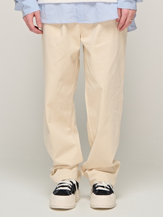 CB ONE-TUCK COTTON PANTS (BEIGE)