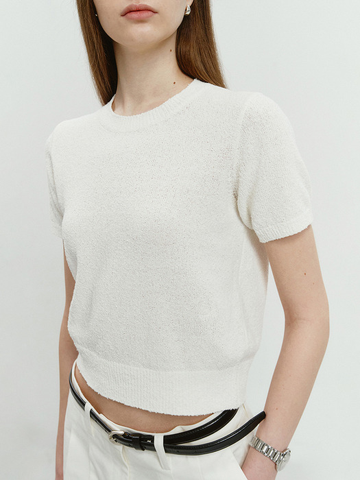 SUMMER COTTON CREW NECK KNIT OFF WHITE_UDSW4B232OW