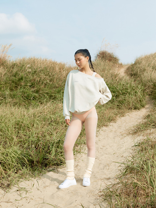 Lucy off-shoulder Sweatshirt _ melange ivory