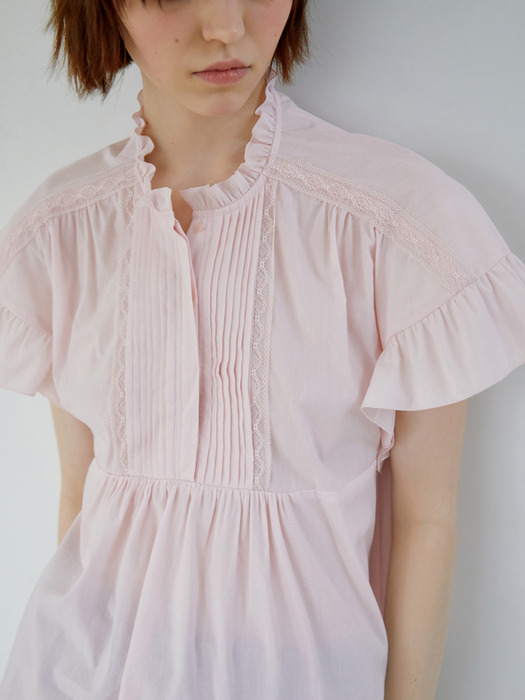 Angel Pintuck Blouse _ Barely Pink