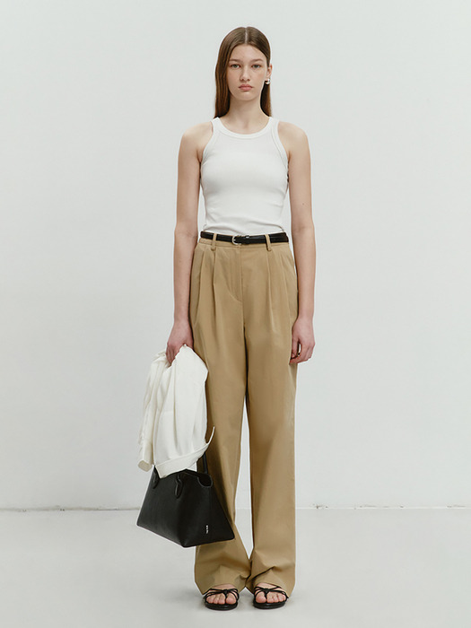 SUMMER SEMI-WIDE SLACKS BEIGE_UDPA4B226I2