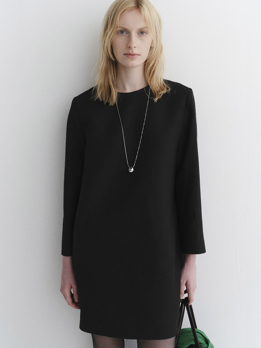 plain tweed dress_black