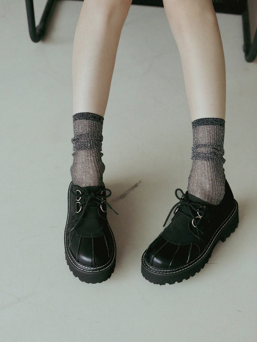 ljh7083 platform lace-up loafers _ black