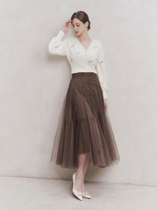 Etoile Banding Sha Skirt (Brown)