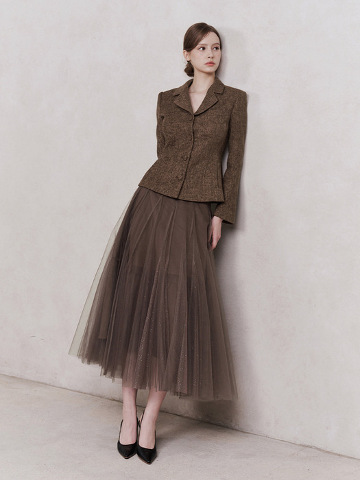 Etoile Banding Sha Skirt (Brown)