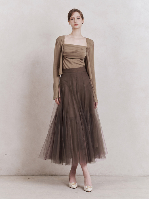 Etoile Banding Sha Skirt (Brown)