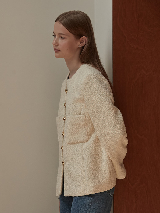 Boucle tweed jacket - Cream ivory