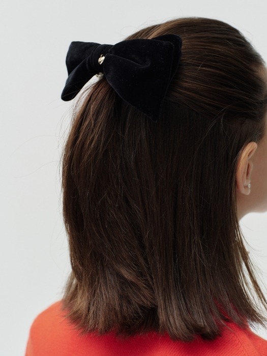 unbalance ribbon hair pin - black velvet