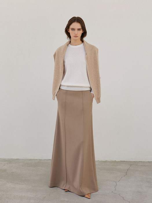Two-tone Pullover Shawl Muffler Ivory