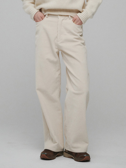 Corduroy straight pants (Cream)