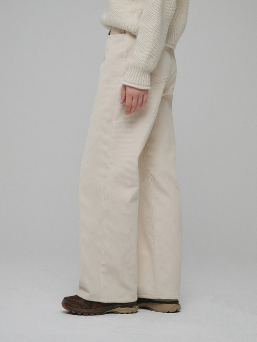 Corduroy straight pants (Cream)