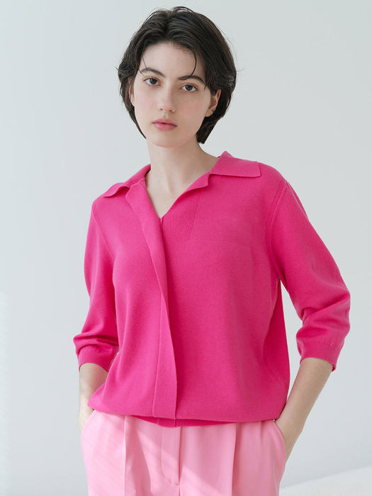 V Open Collar Neck Capri Knitwear (5colors) VKNIT_044