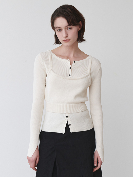 [SET] Knit Cardigan + Bustier top SS5SD135_2color