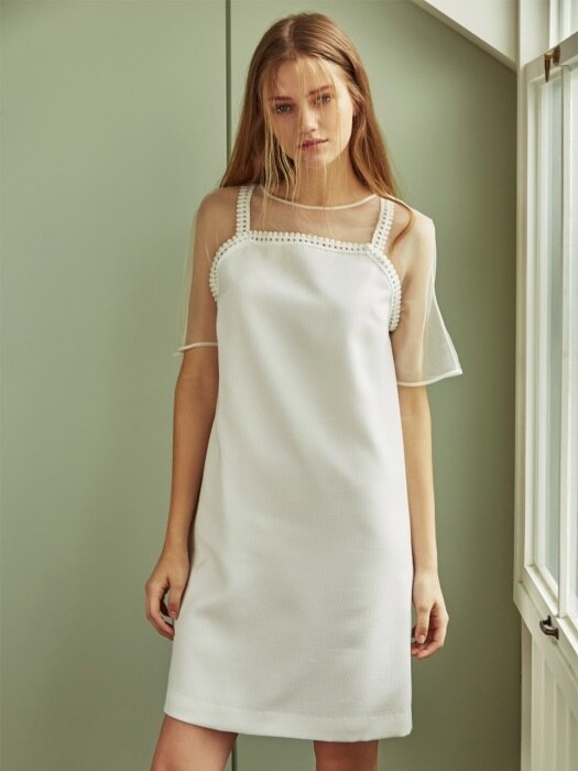 Emilie short sleeve organza dress