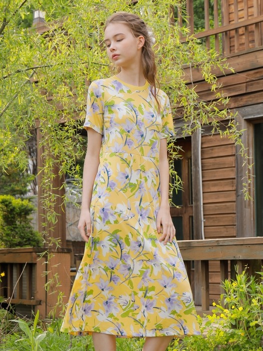 FLORAL LONG ONE-PIECE_YELLOW