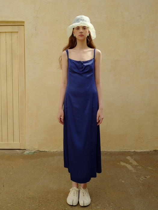 Glossy slip dress_Royal blue