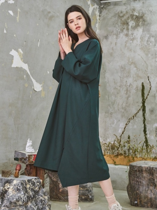 Relax Fit Classy Wool One-Piece Green