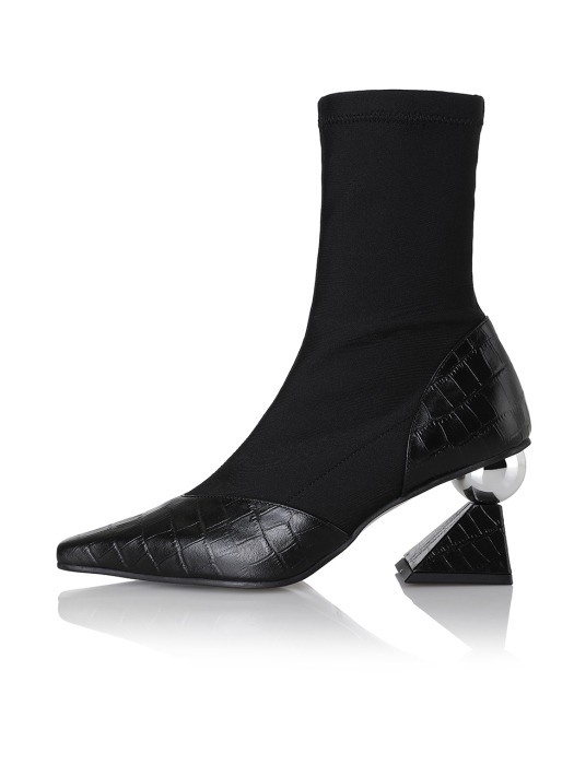 Stella socks boots / YA8-B536 Black Croc+Black