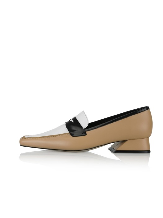 Ivy loafers / 20RS-F089 Beige+White