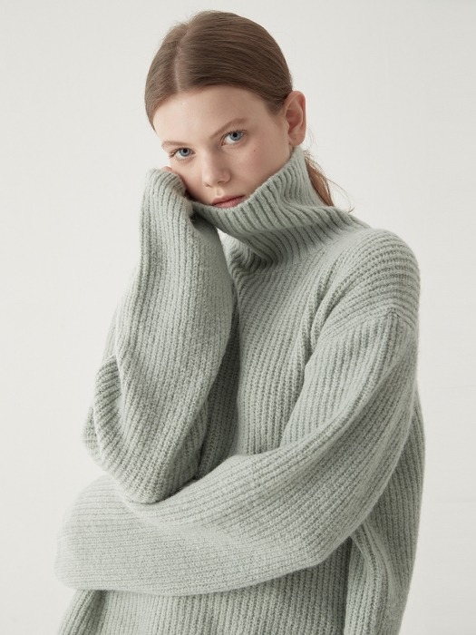 Alpaca turtleneck sweater - Mint