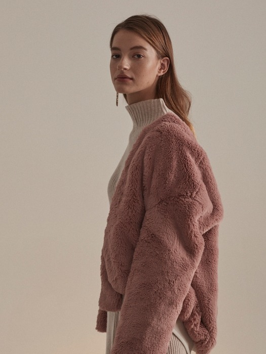 Seine Faux-Shering Fur Jumper_Rose Beige