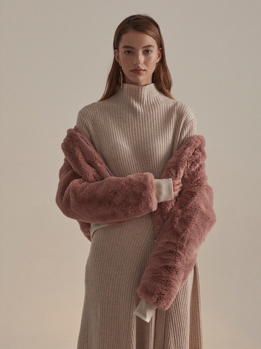 Seine Faux-Shering Fur Jumper_Rose Beige