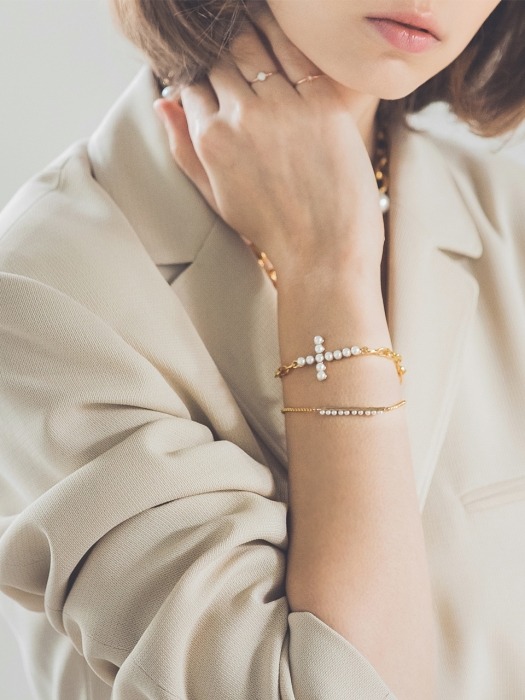 [Stella collection] Gabriel cross pearl bracelet