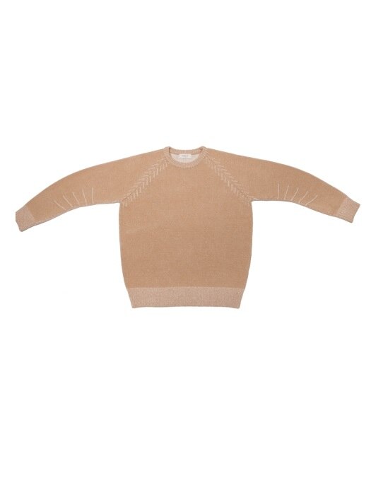 Sleeve Detail Cashmere Sweater (Beige)